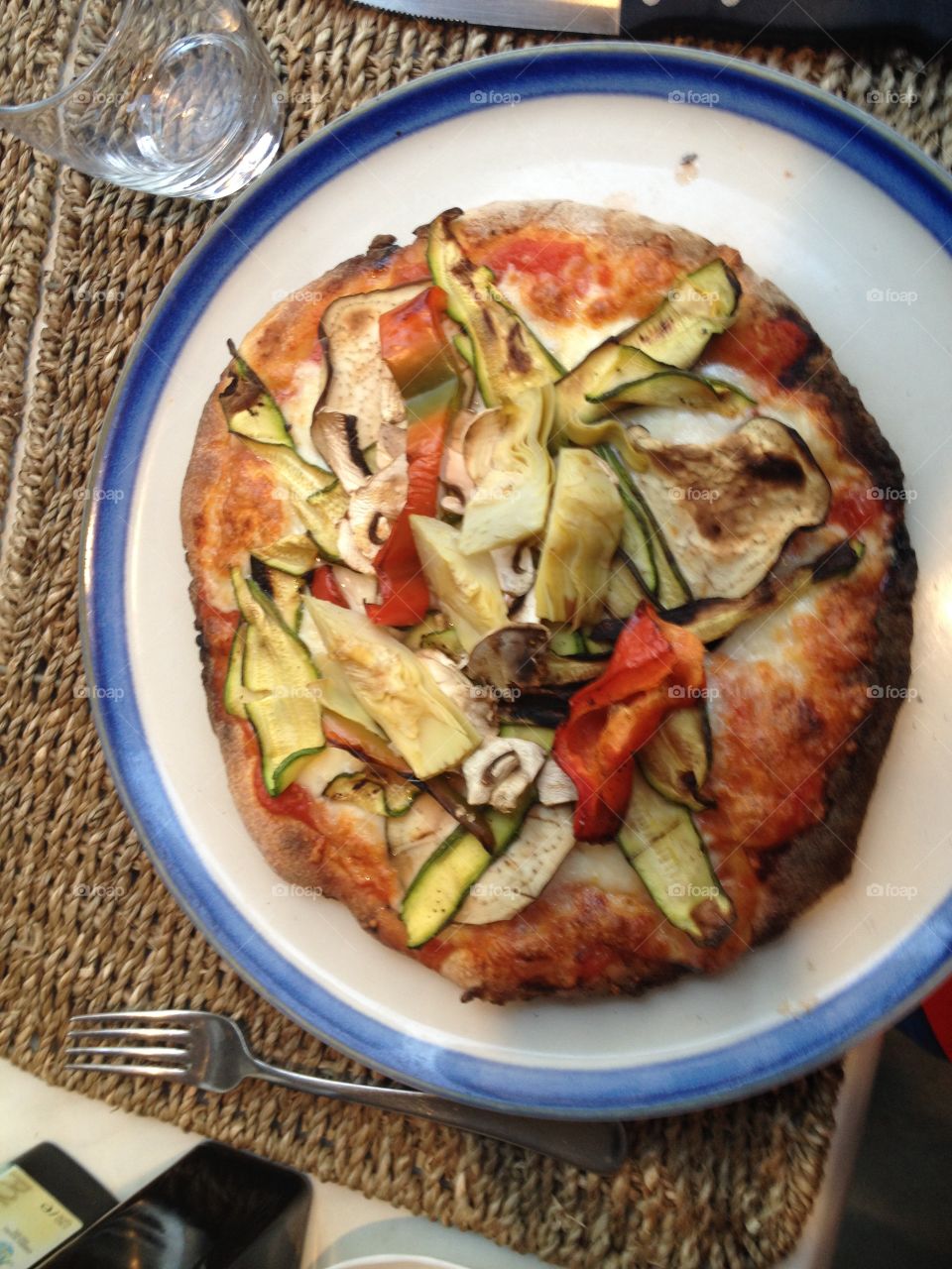Vegetable pizza in Italy