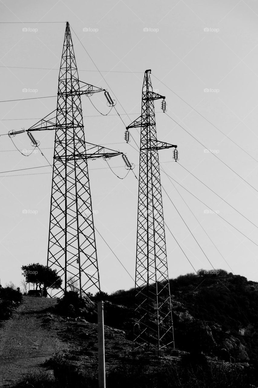 Transmission lines black and white