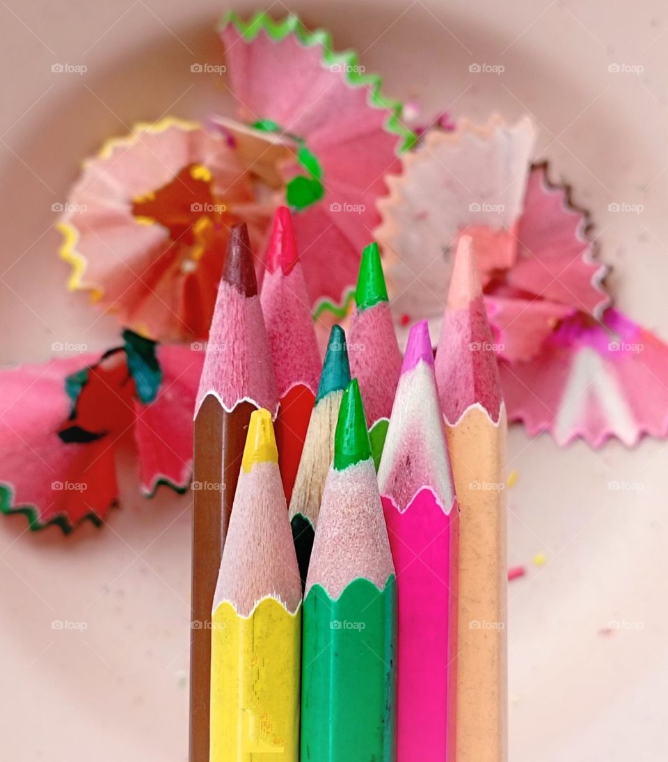Sharpened colour pencils...