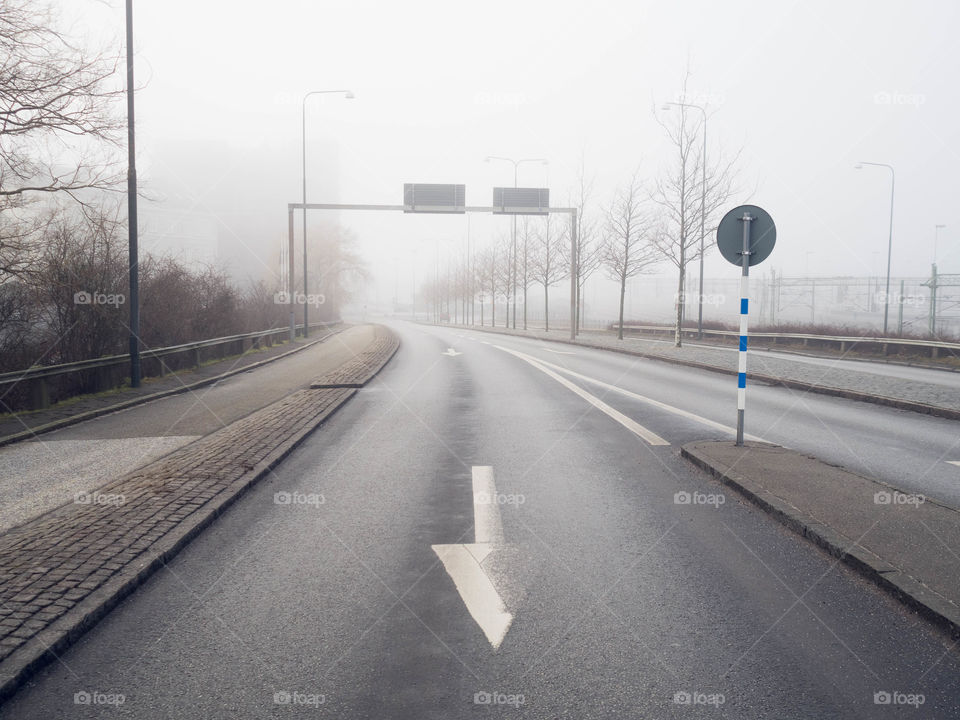 Street, Road, Asphalt, Fog, Car
