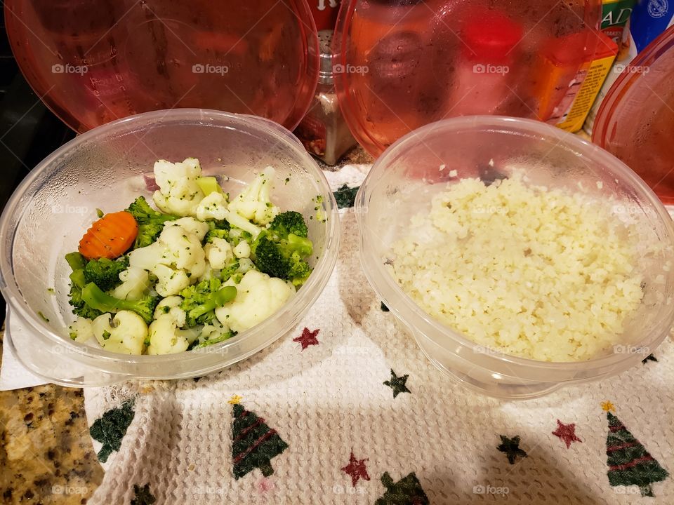 vegetables and cauliflower rice