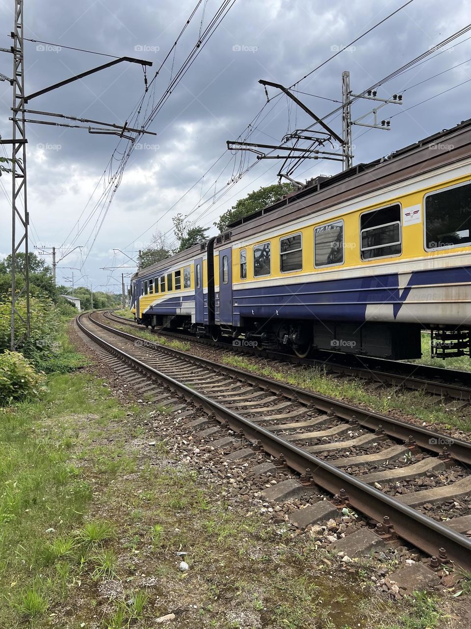 Public transport-electric train. Railway. 