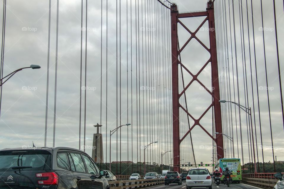 Driving on the Lisbon bridge 