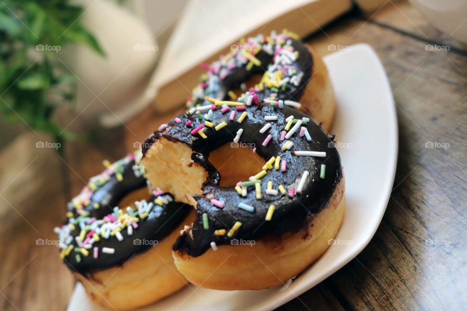 Chocolate doughnuts with Sprinkles