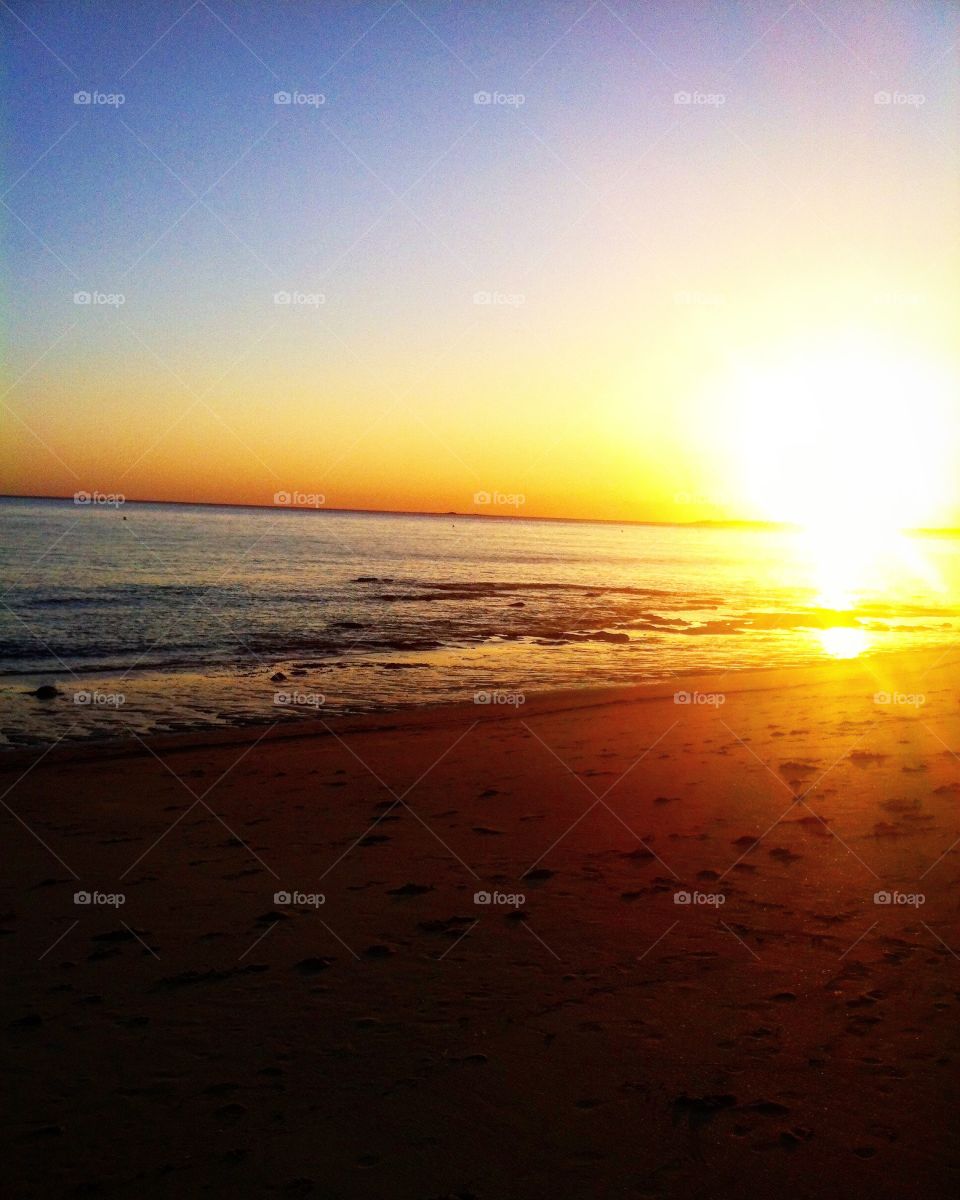 Sunset un france on beach