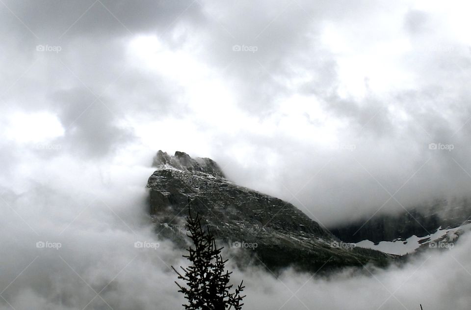 Clouds covered the mountain