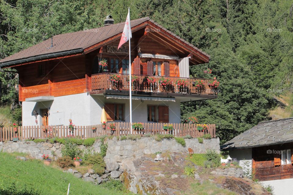 Swiss Chalet. Swiss chalet in the Alps