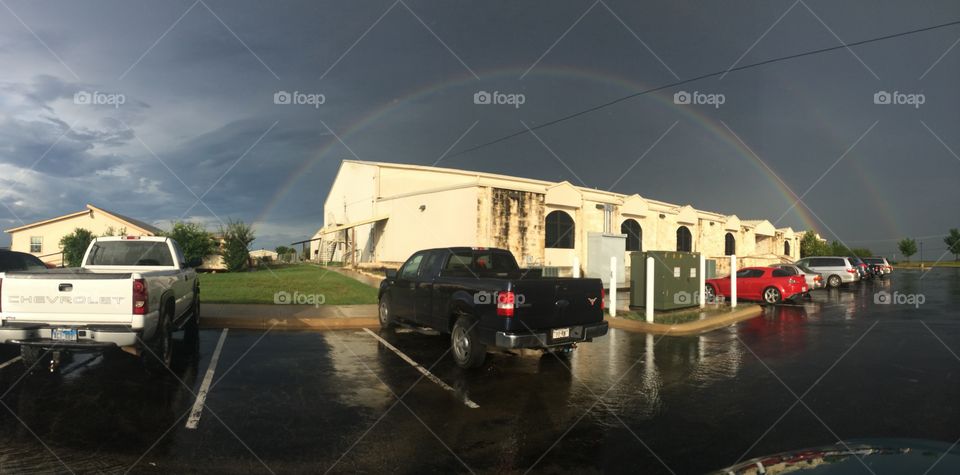 Rainbow!. Amazing full rainbow right over my church.