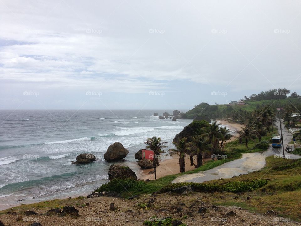 Rainy Barbados coast 