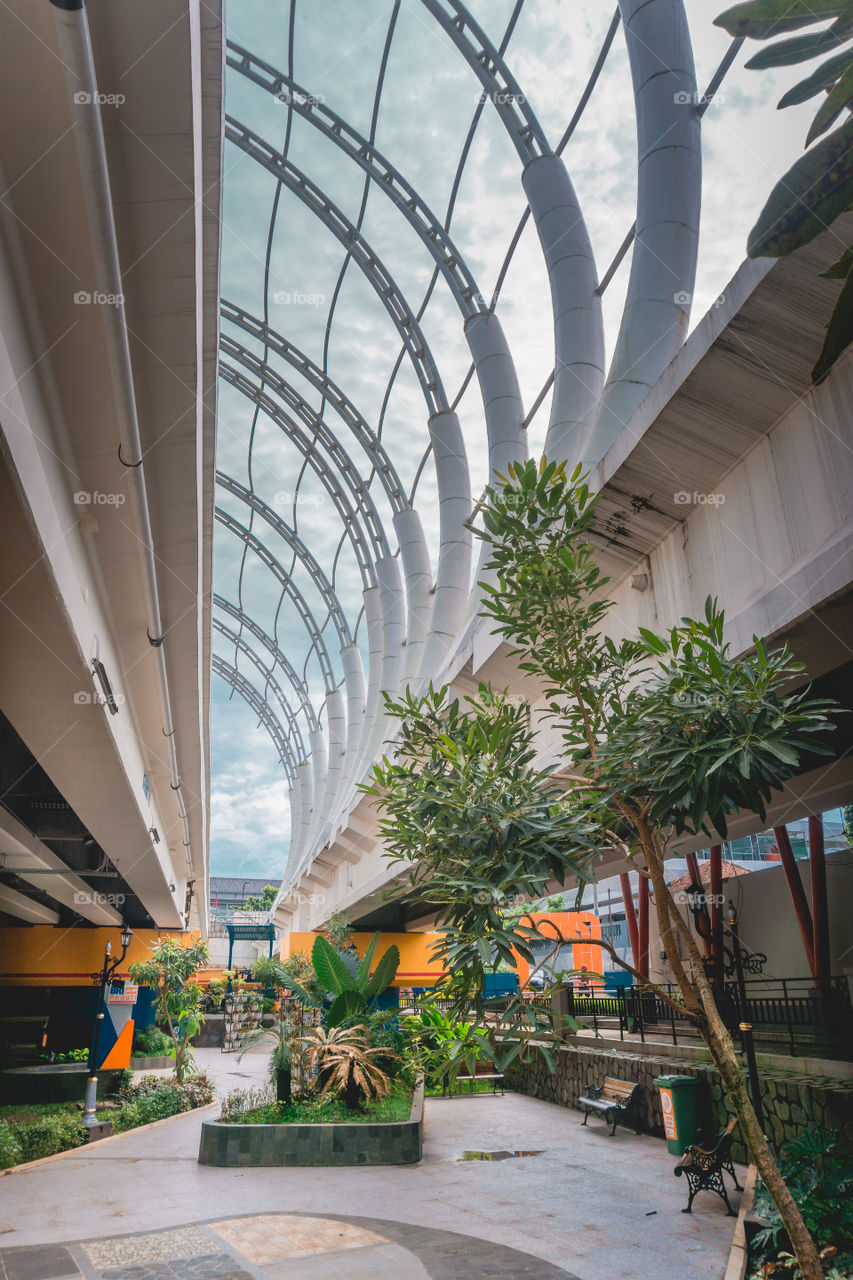 downtown park under the bridge