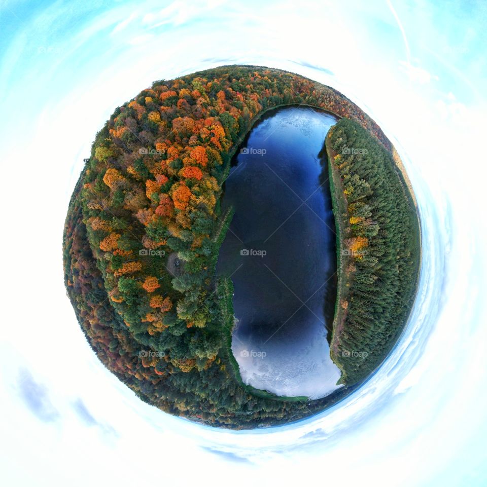 Forest in autumn from different perspectives brings different moods. The photo was taken with a drone.