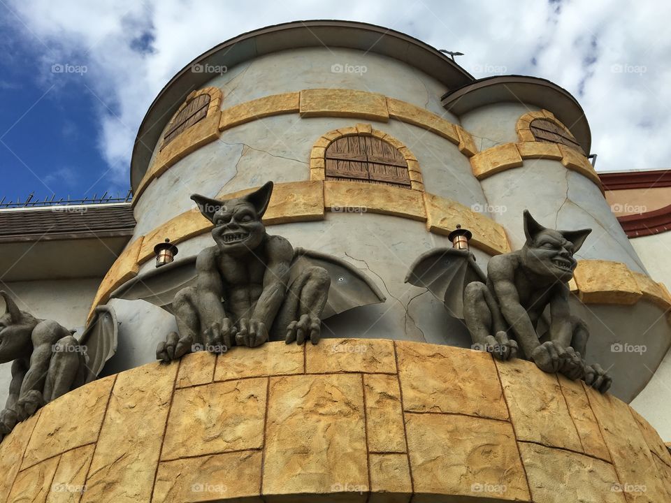 Gargoyles on Santa Cruz board walk haunted house attraction 