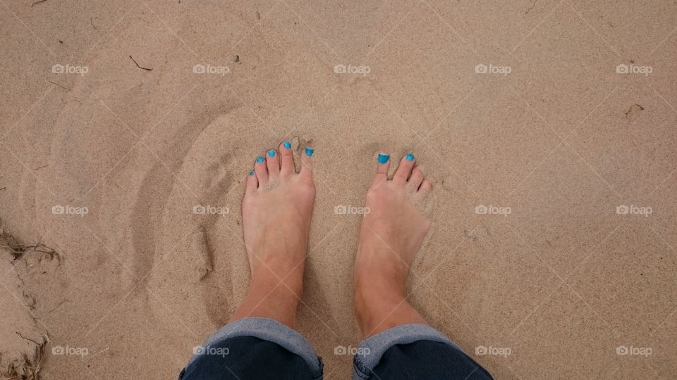 On the beach. 
