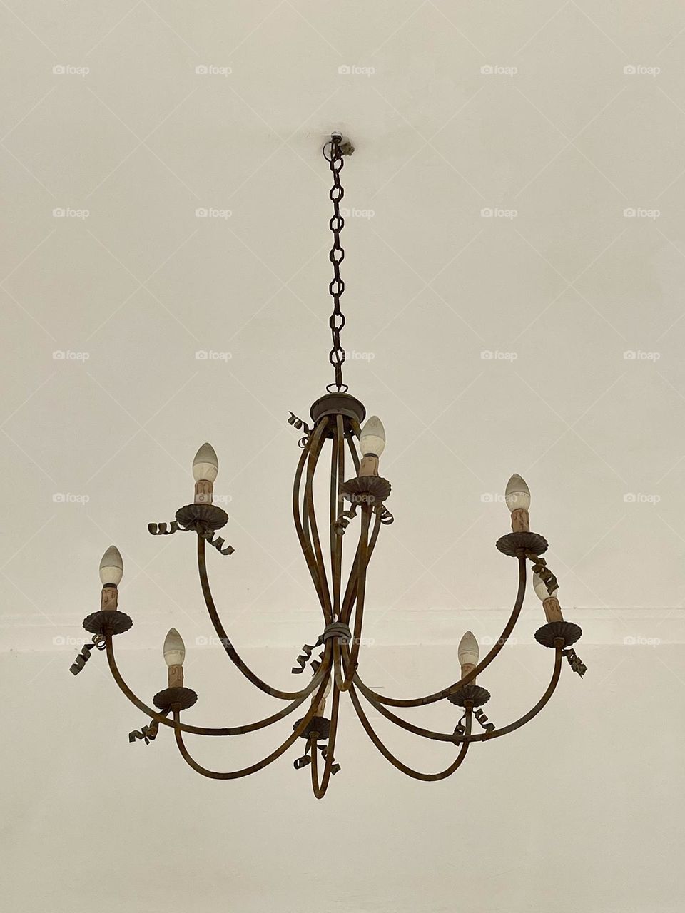 Retro metal lamp on the ceiling 