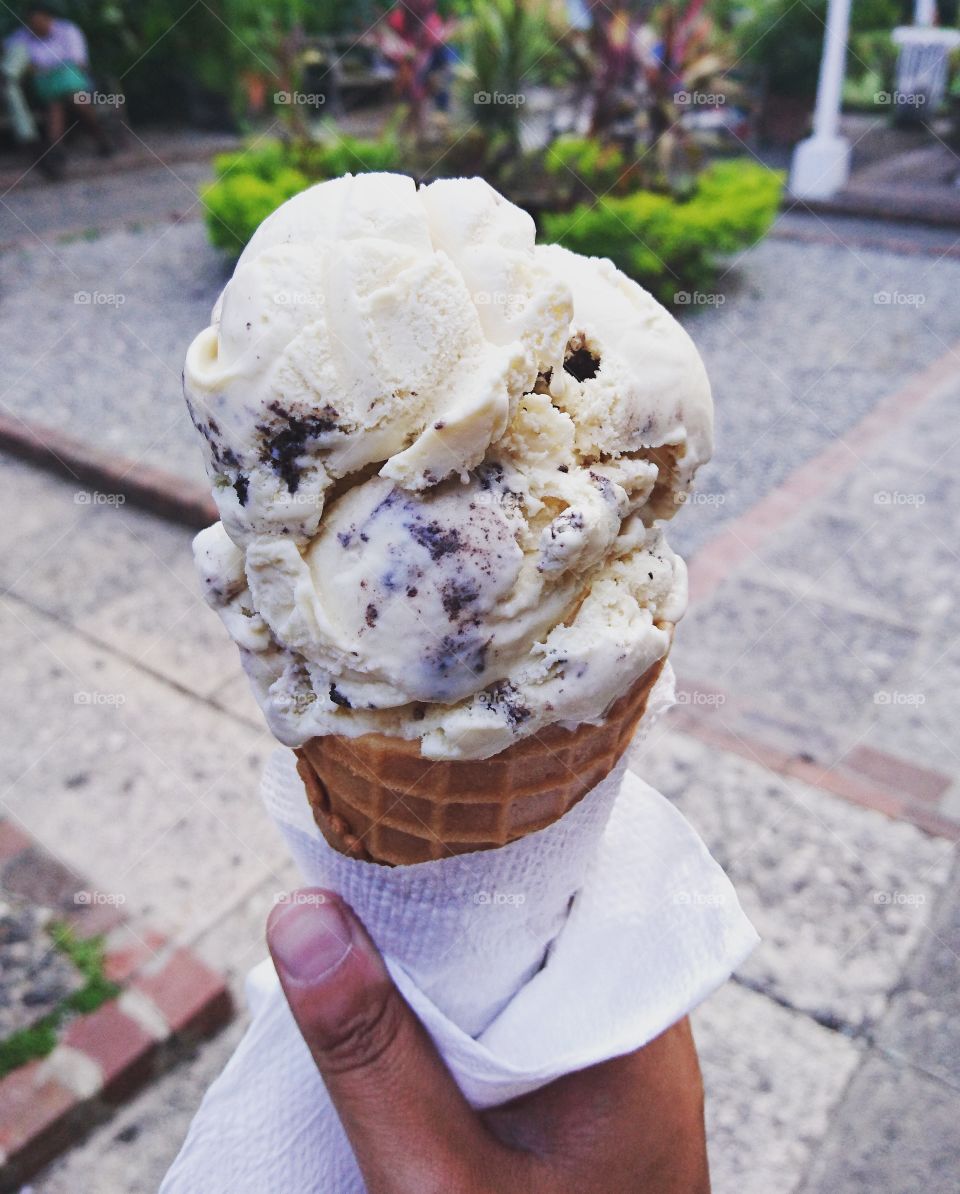 delicious cookies and cream ice cream on a hot, humid day in Jamaica