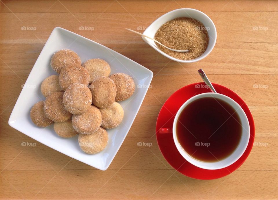 Tea, cookies and brown sugar 