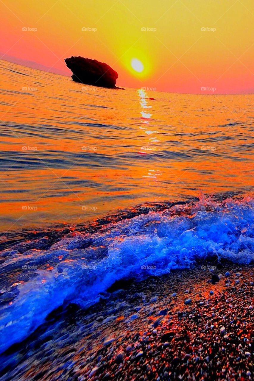 Sunrise on the beach in Kefalonia Greece