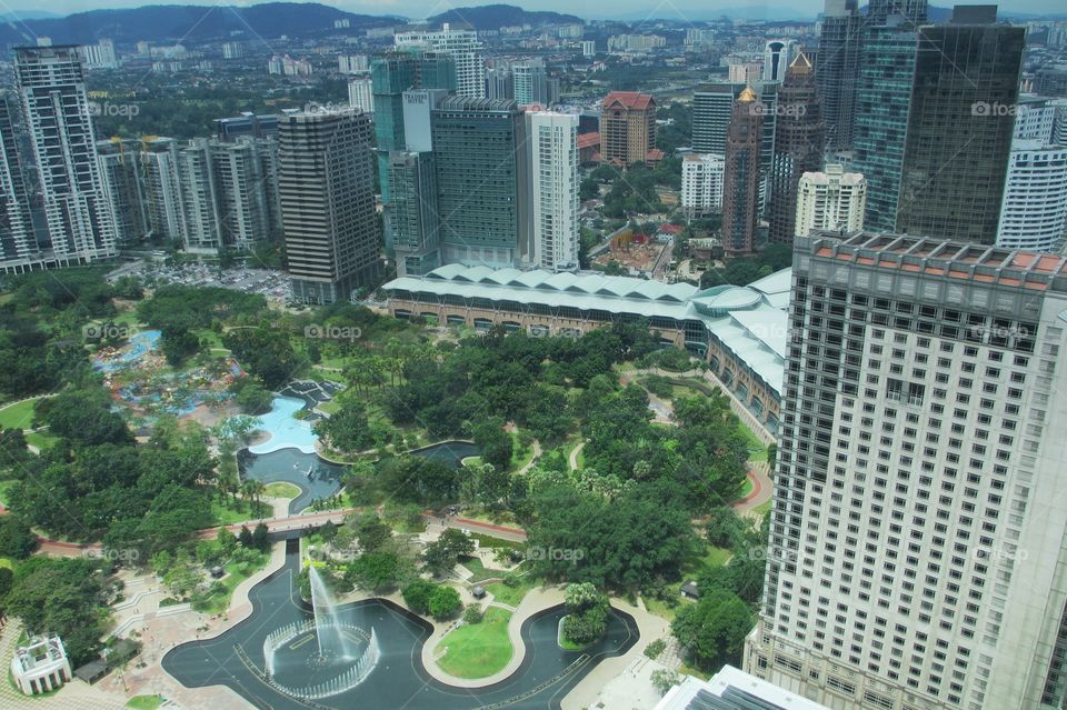 City view from a tall building