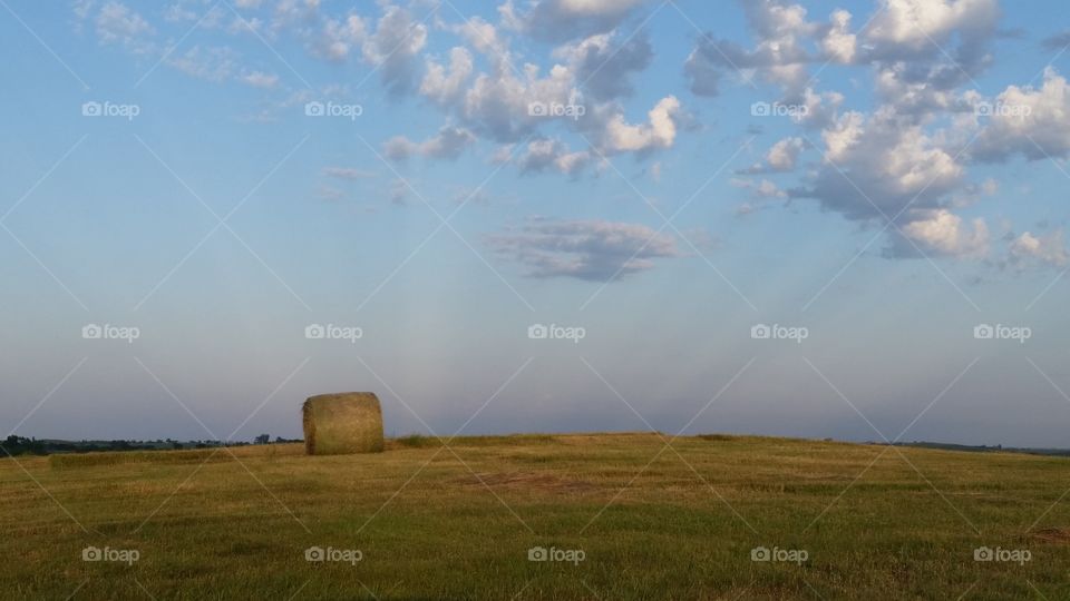 Hay Bales in the Evening