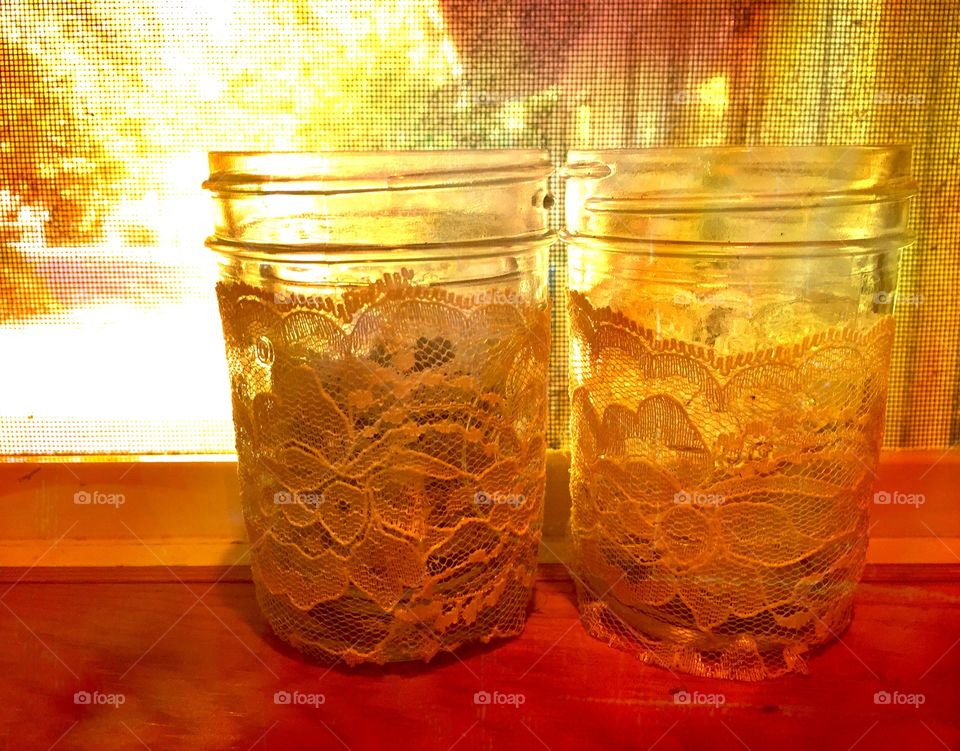 Two glass jars