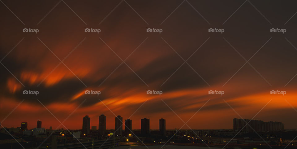 sunset cityscape long exposure
