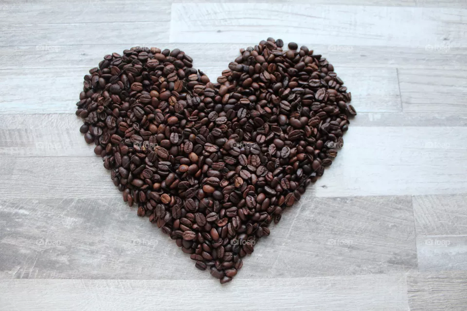 Heart of coffee beans.