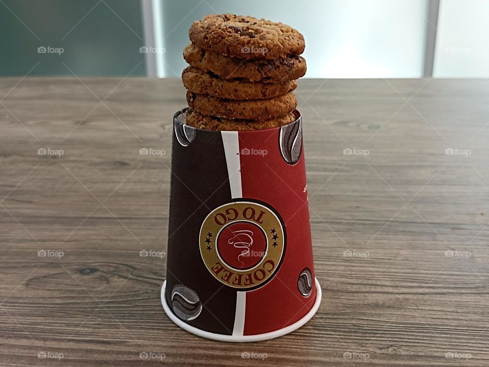 enjoying breakfast with cookies