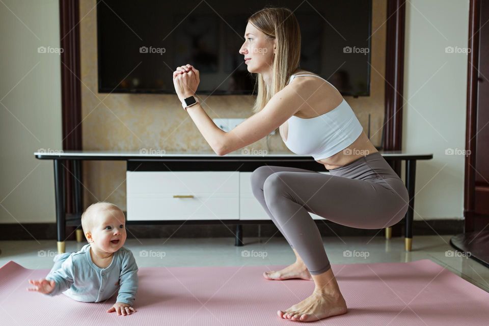 Woman exercising at home 