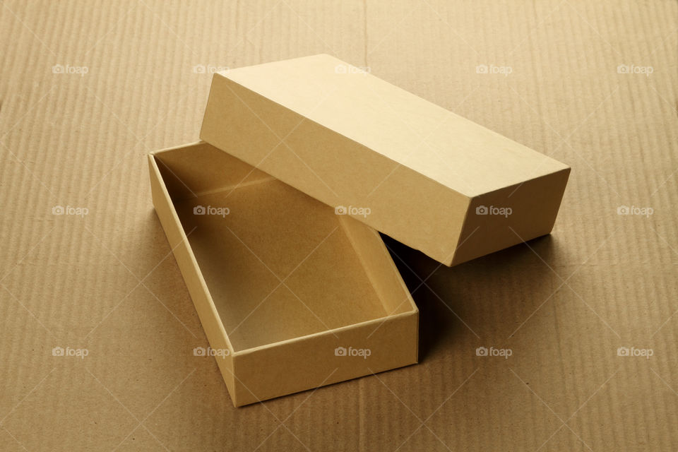 Open brown Cardboard box made of recycle paper