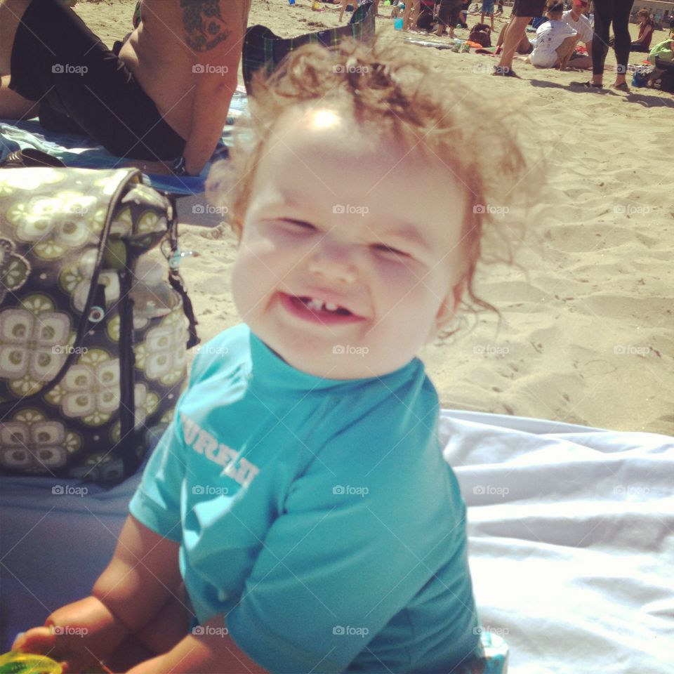 Cheese. First time at the beach