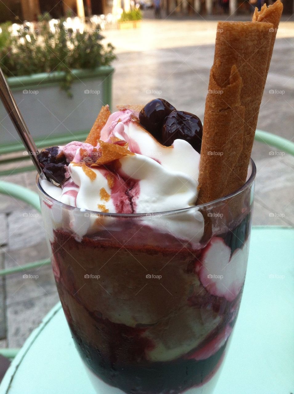 Ice cream with black cherry
