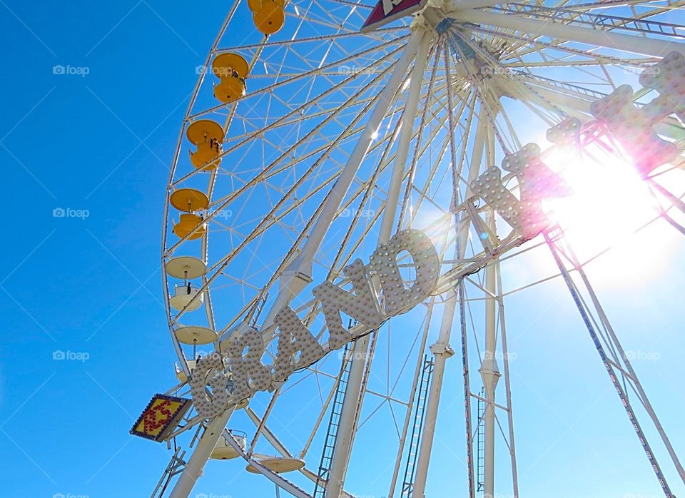 Close up of Ferris wheel.