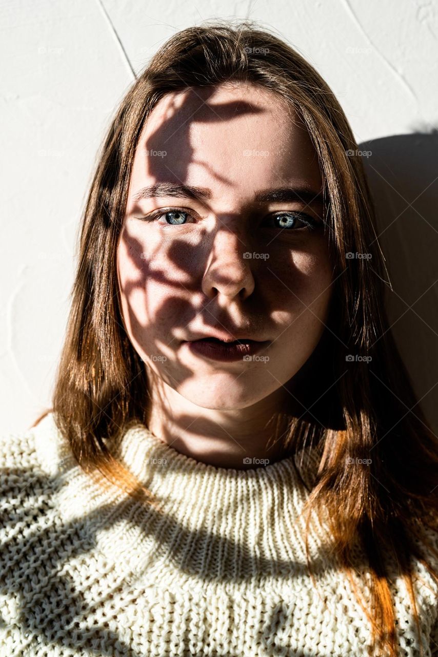 portrait with shadow overlay