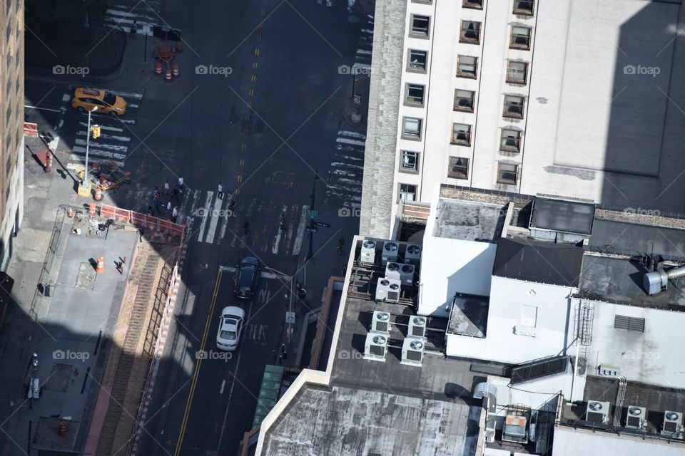 Directly above view of car on street
