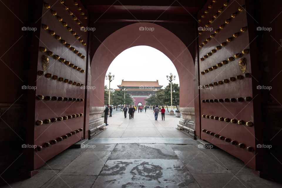 Asia china Beijing gate to forbidden city big door traditional China chinese culture