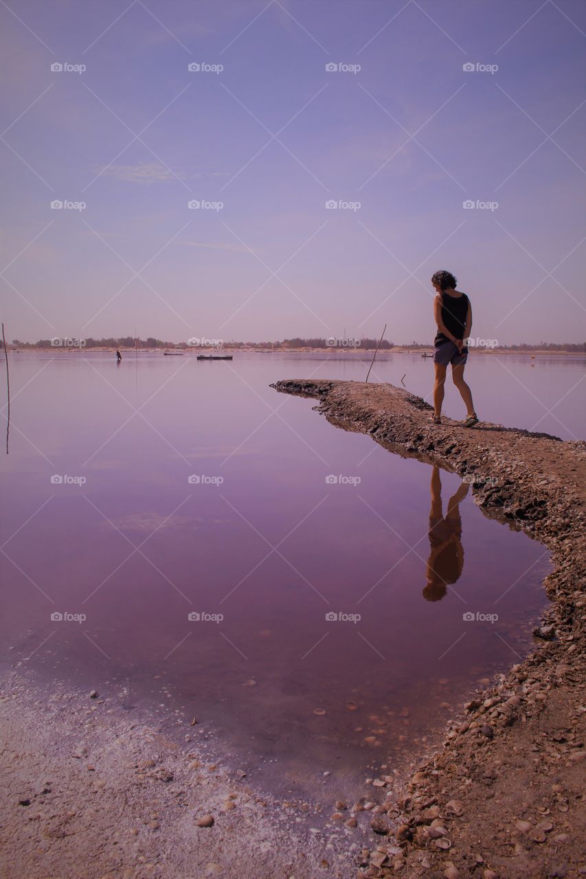 Evening at Lac Retba, the “Pink Lake”, Senegal 