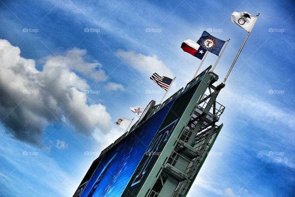 Flying Pride. Flags flying on the jumbotron at globe life park in Arlington Texas 