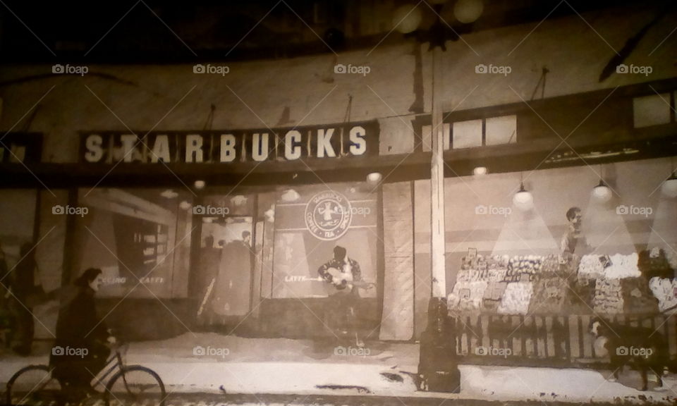 vintage Starbucks wall design