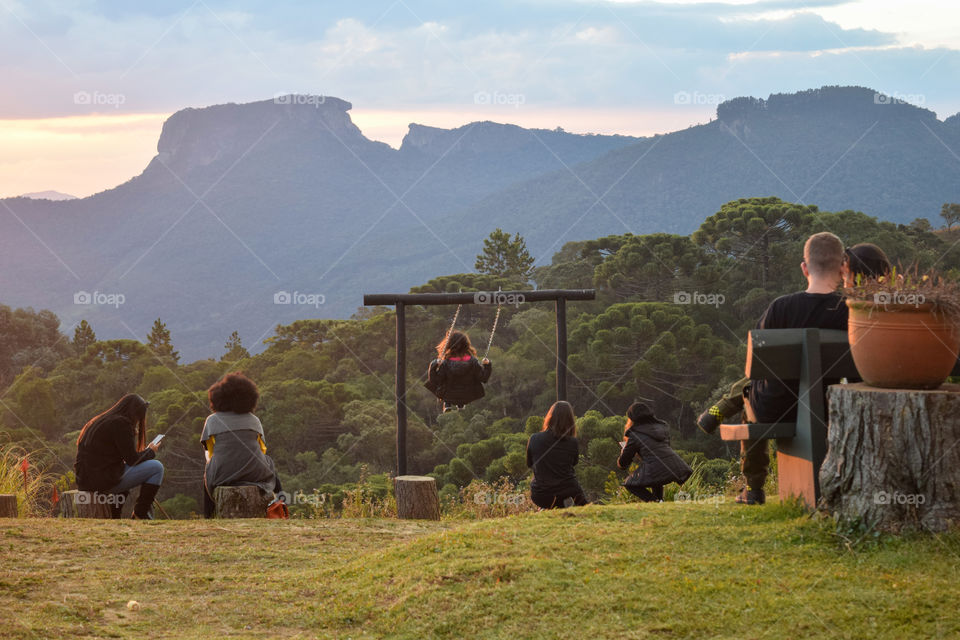 Campos of Jordão SP Brazil-03 of may of 2021: view of a mountain known as Pedra do Baú watching the sunset.