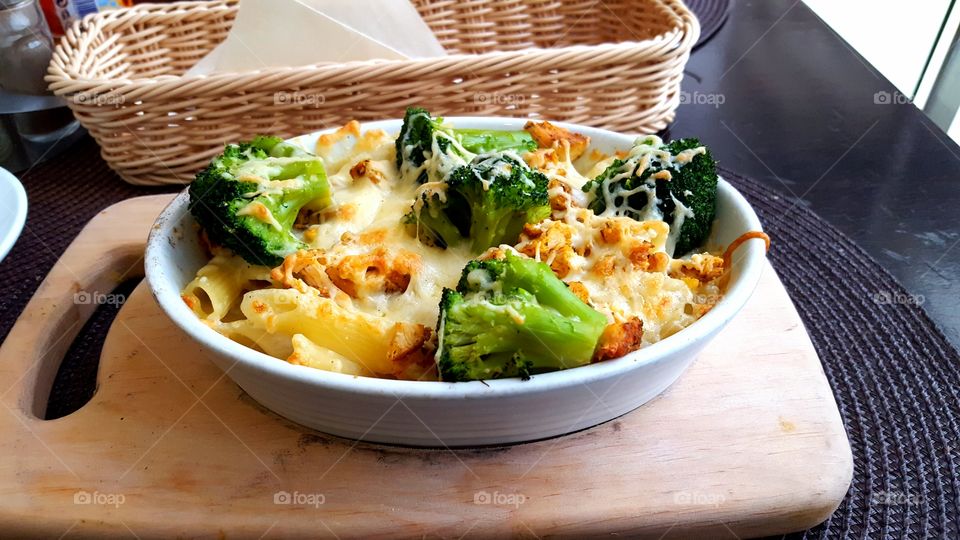 French food on cutting board