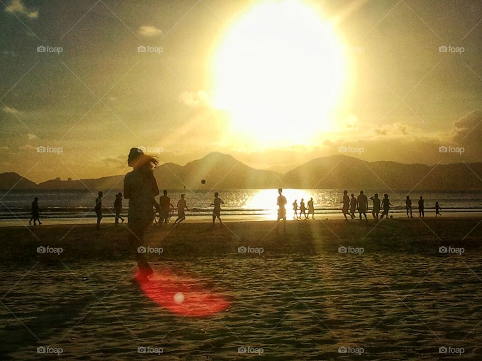 running on the sunset. Santos, Brazil