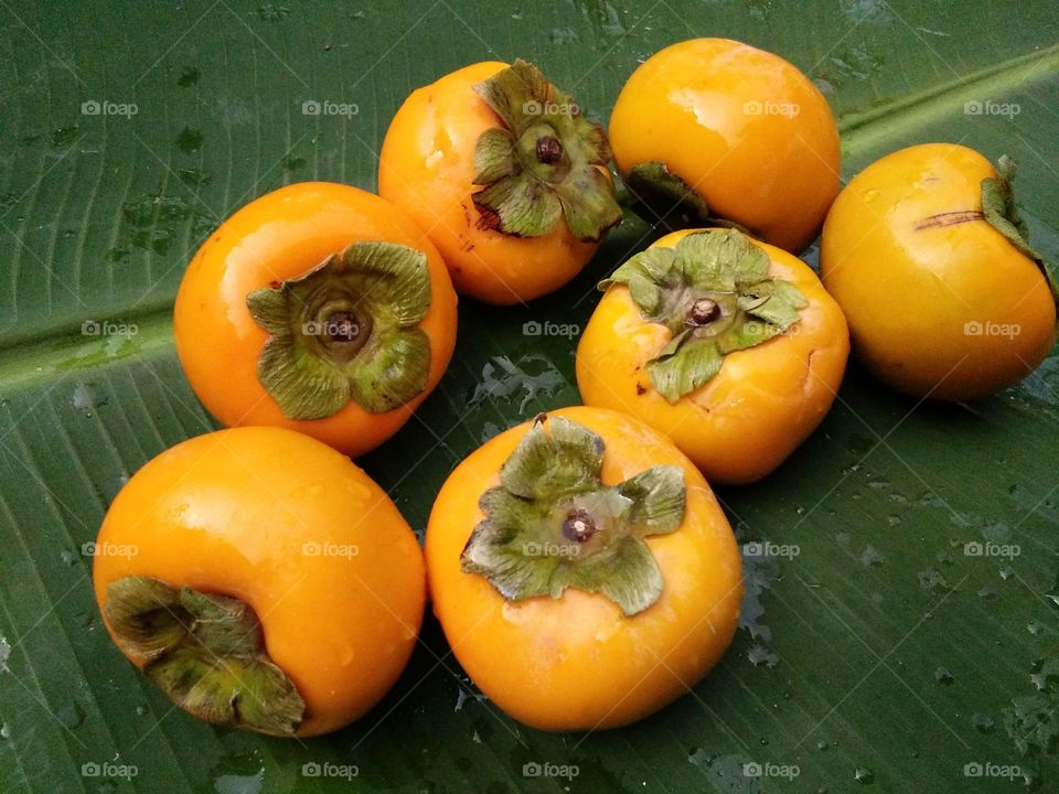 fresh ripe persimmons
