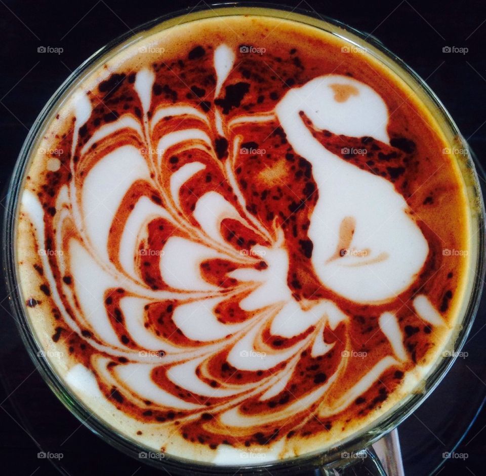 Peacock Coffee Art