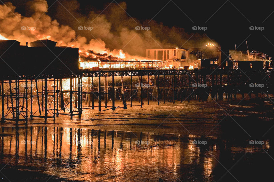 October 5th 2010, the night fire raged on Hastings pier