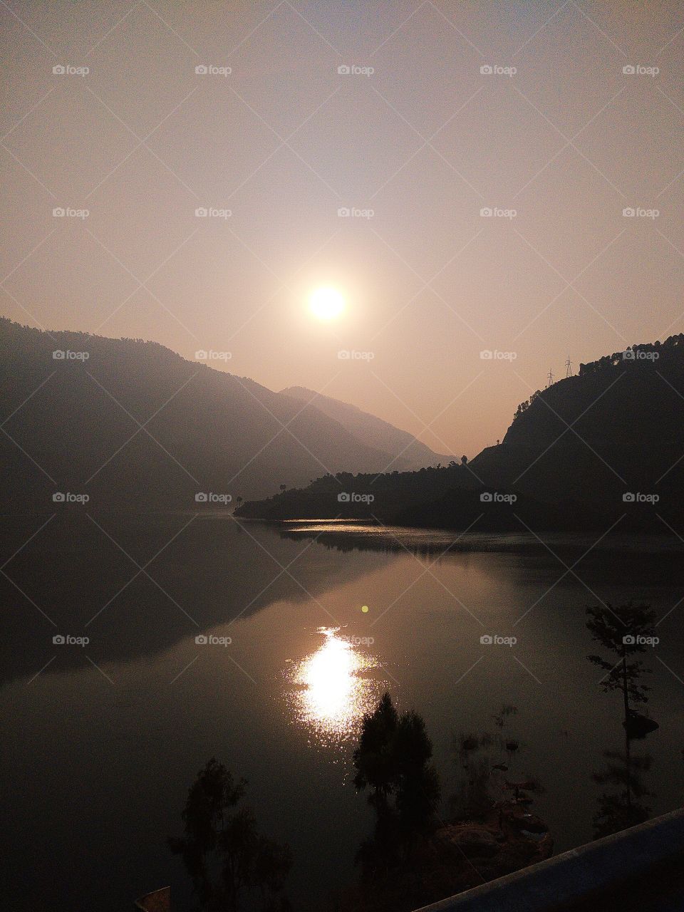 A panoramic view of the famous Tehri Lake at Chinyali Saud en route to Gangotri in the great Himalayan region