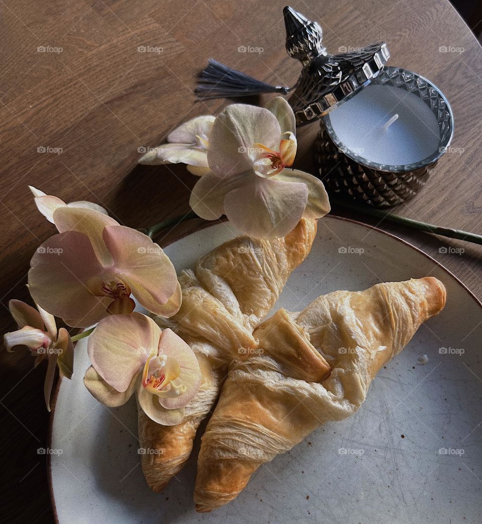 Croissants with flowers 