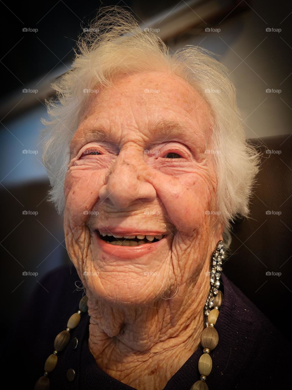 98 years old woman ,my grandmom ,are a happy and smiling woman ,Even she is soon 100 years old .