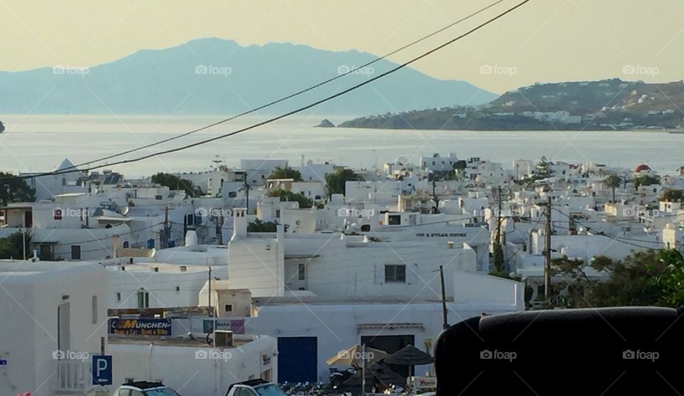 View of Mykonos from top of the hill.