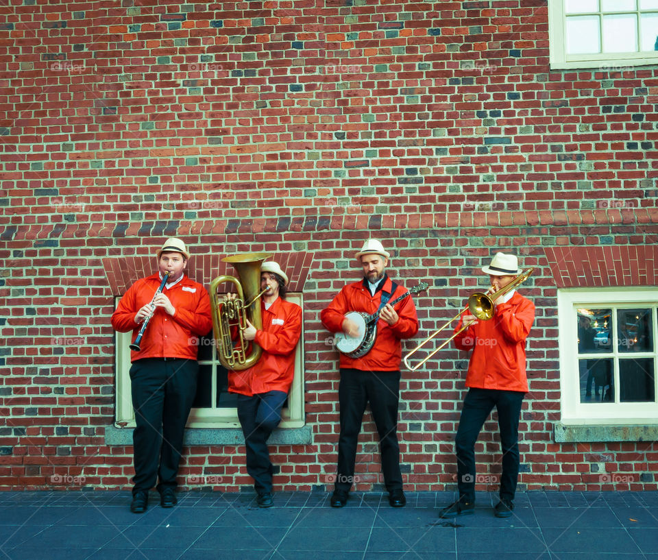 a street band performing in Boston