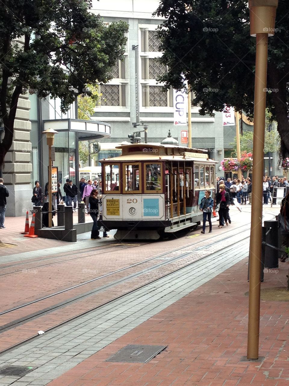 People boarding a Cable Car of San Francisco, California